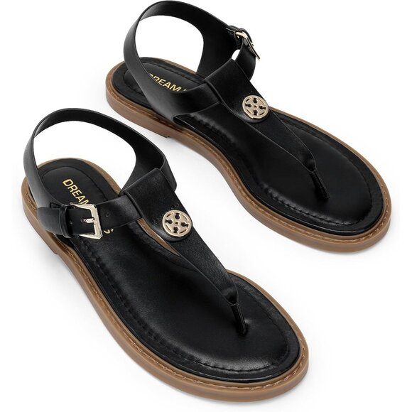 Dream Pairs Womens T-Strap Flat Thong Sandals Size 11 Adjustable Ankle Strap - Picture 5 of 13